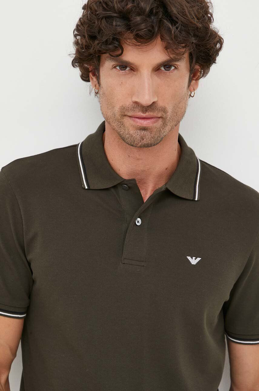 Emporio Armani Polo tričko pánske tmavomodrá farba jednofarebné - Pepit.sk