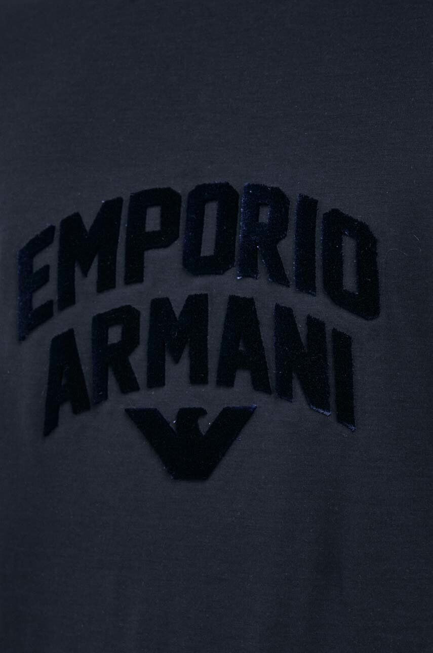 Emporio Armani Tričko pánske tmavomodrá farba s nášivkou - Pepit.sk