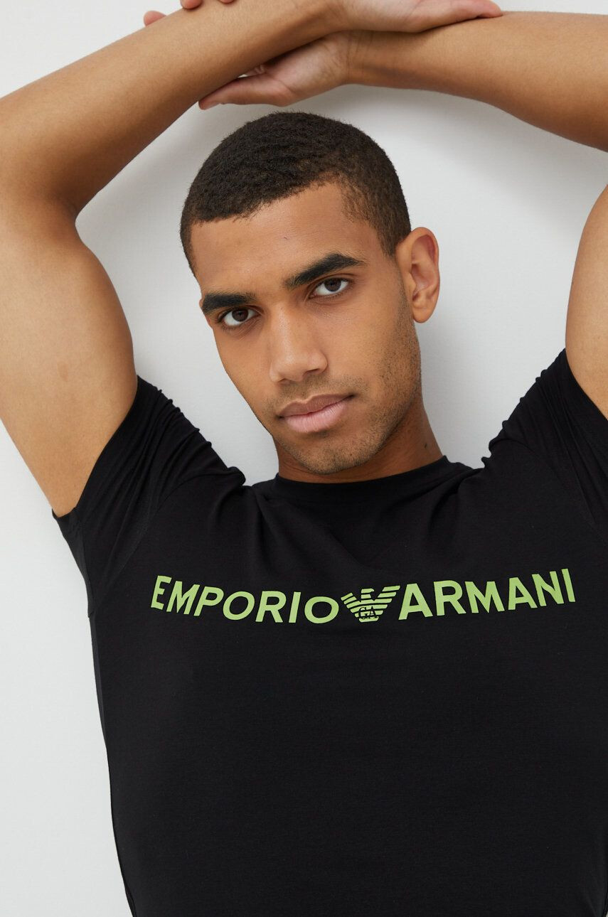 Emporio Armani Underwear Pyžamo pánska čierna farba jednofarebná - Pepit.sk