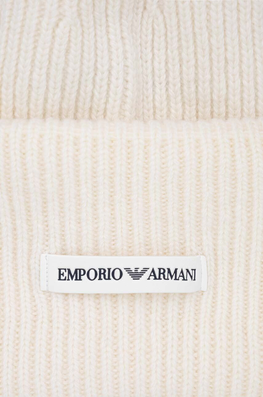 Emporio Armani Vlnená čiapka béžová farba z hrubej pleteniny vlnená - Pepit.sk