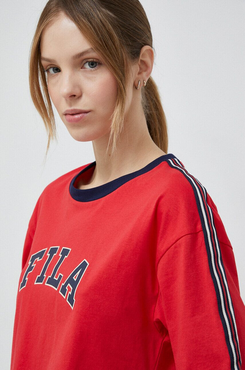 Fila Bavlnené tričko x Hailey Bieber červená farba - Pepit.sk