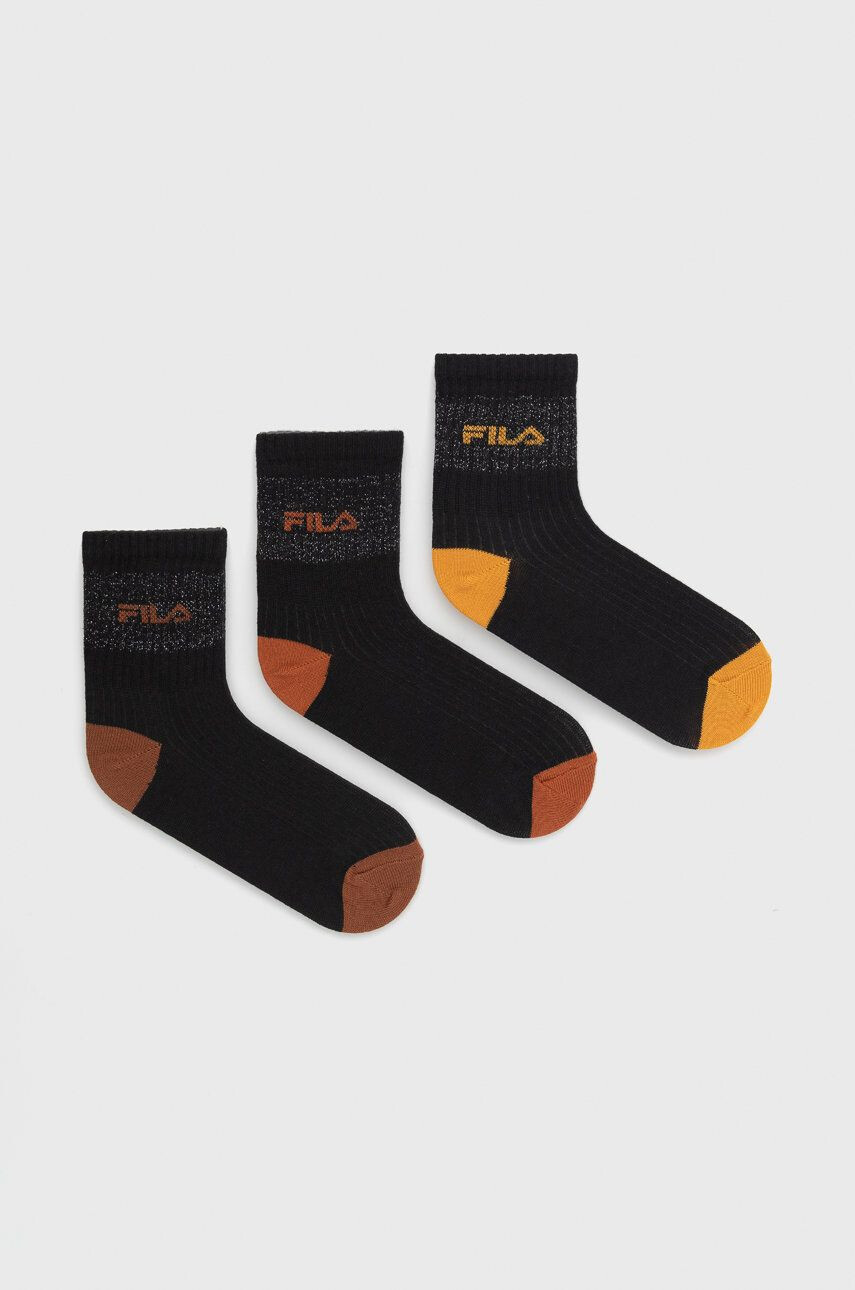 Fila Detské ponožky (3-pack) čierna farba - Pepit.sk