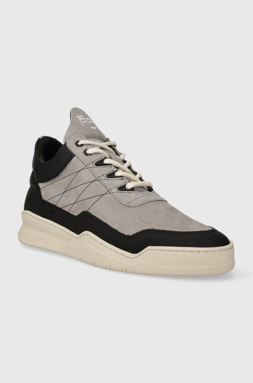 Filling Pieces Kožené tenisky Low Top Tweek šedá farba 10127681878 - Pepit.sk