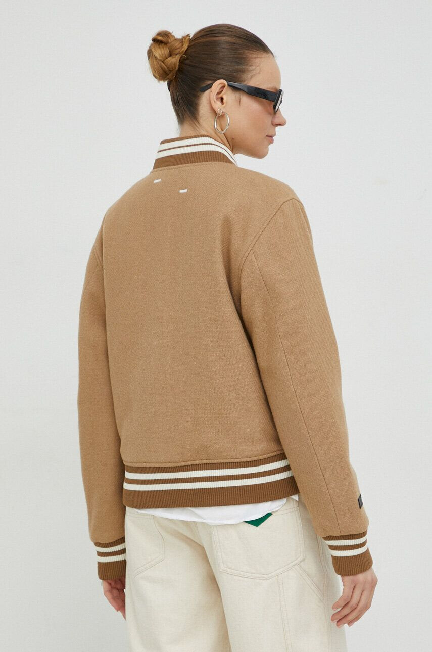 Filling Pieces Vlnená bunda bomber zelená farba prechodná - Pepit.sk