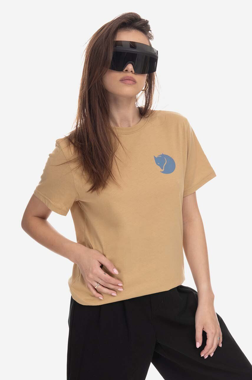 Fjallraven Tričko Fox Boxy Logo Tee F87153.196-196 žltá farba s potlačou - Pepit.sk