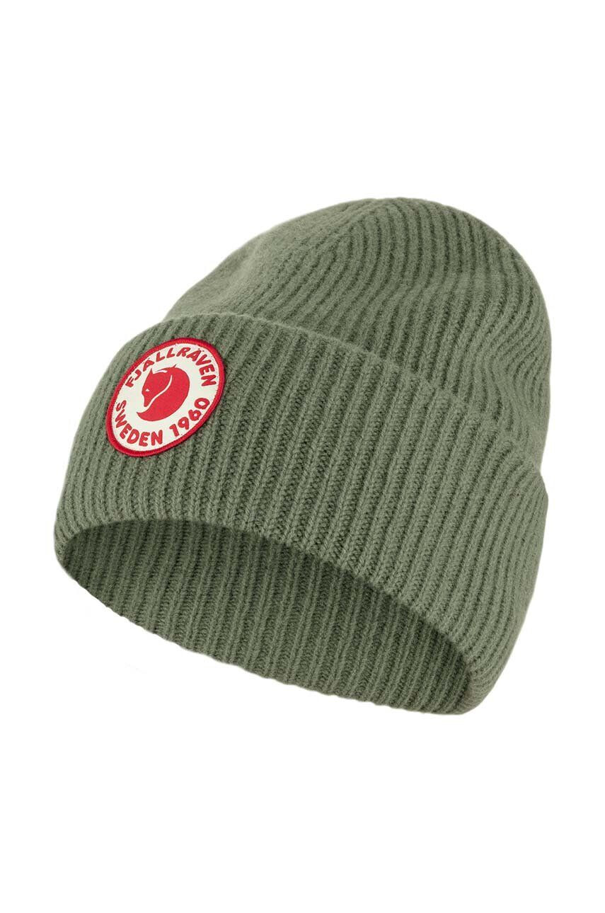 Fjallraven Vlnená čiapka 1968 Logo zelená farba z hrubej pleteniny vlnená F78142.677 - Pepit.sk