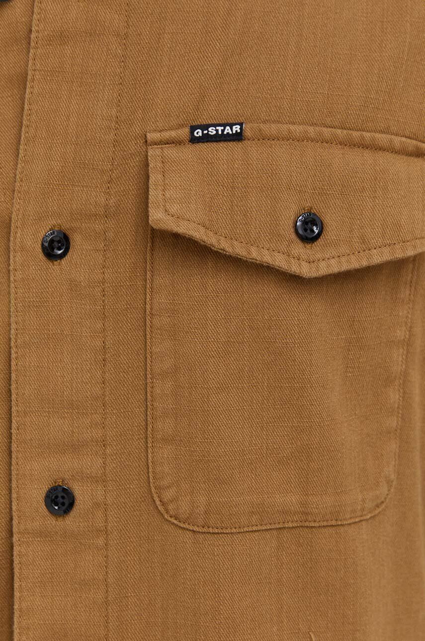 G-Star Raw Bavlnená košeľa pánska hnedá farba slim s klasickým golierom - Pepit.sk