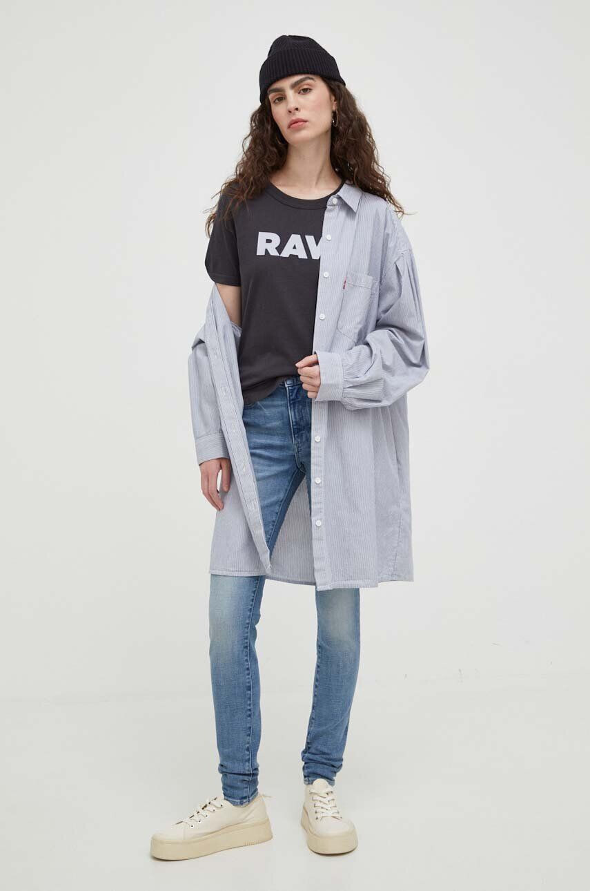 G-Star Raw Bavlnené tričko šedá farba - Pepit.sk