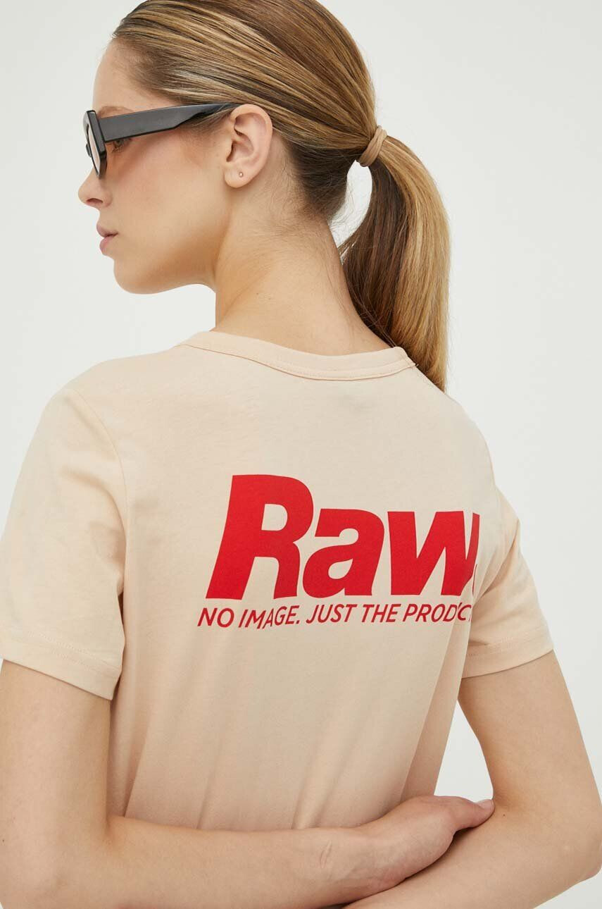 G-Star Raw Bavlnené tričko béžová farba - Pepit.sk