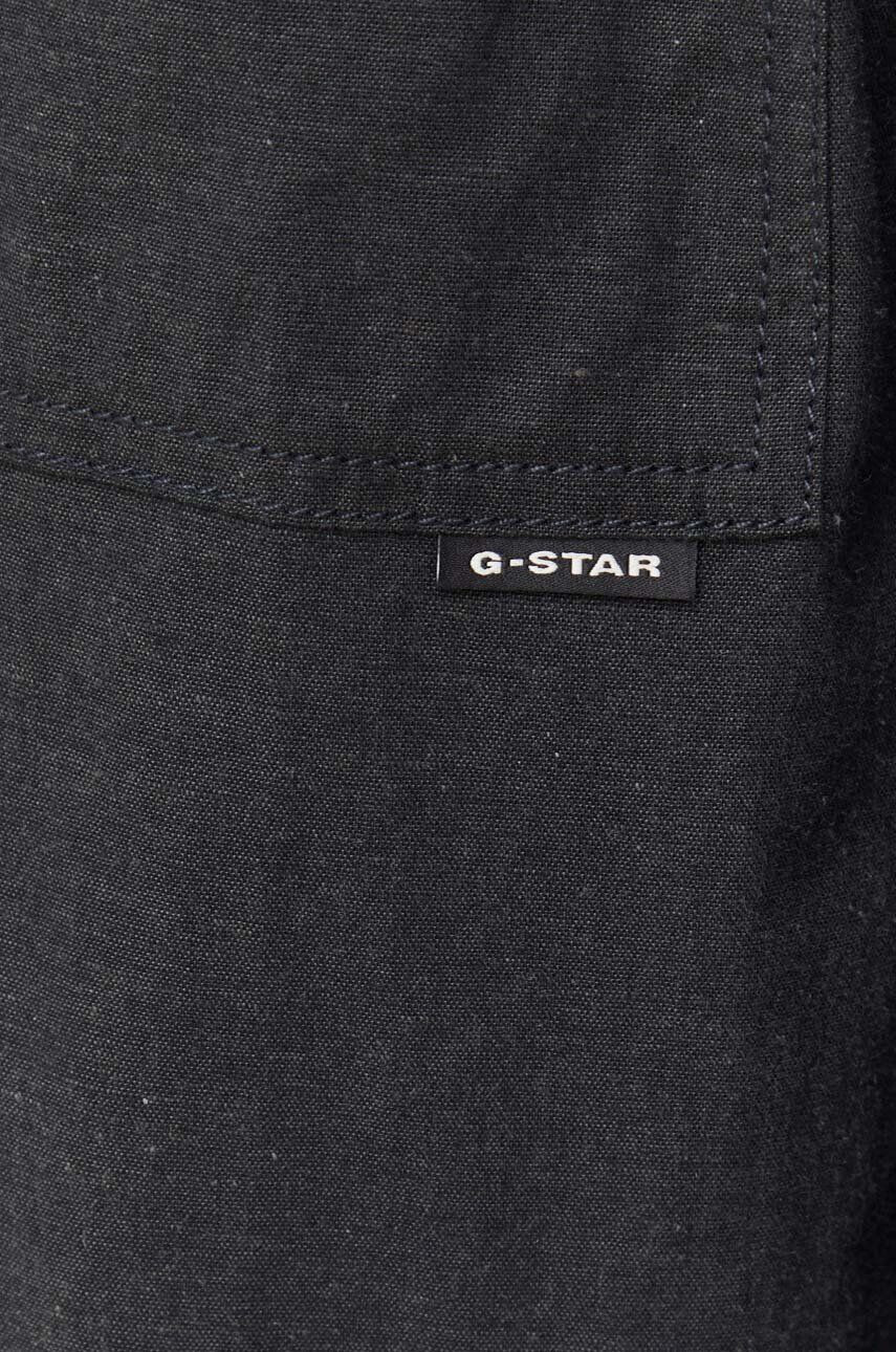 G-Star Raw Košeľa s prímesou ľanu čierna farba voľný strih s klasickým golierom - Pepit.sk