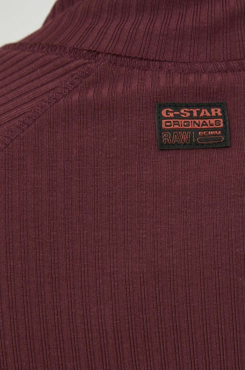 G-Star Raw Tričko s dlhým rukávom dámsky bordová farba s rolákom - Pepit.sk