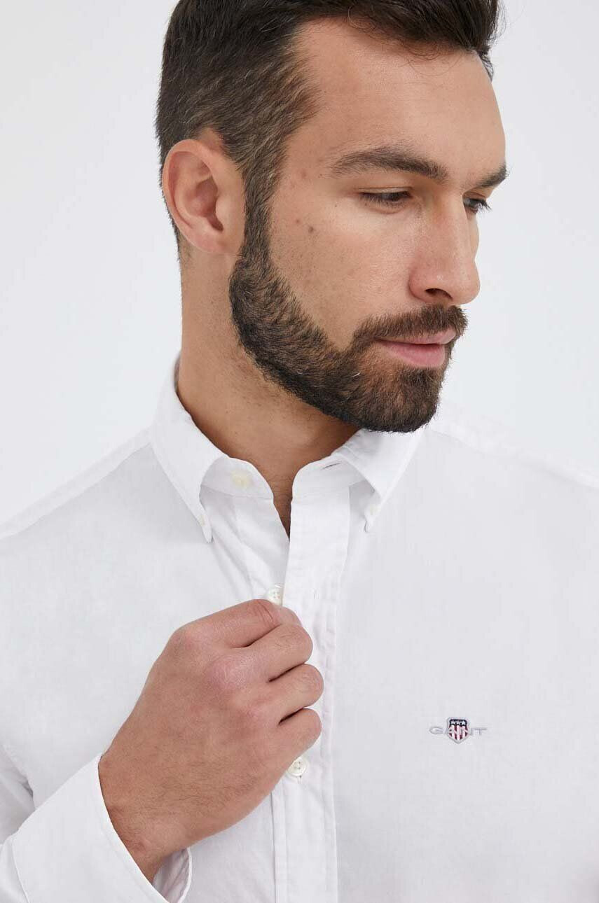 Gant Bavlnená košeľa pánska biela farba slim s golierom button-down - Pepit.sk