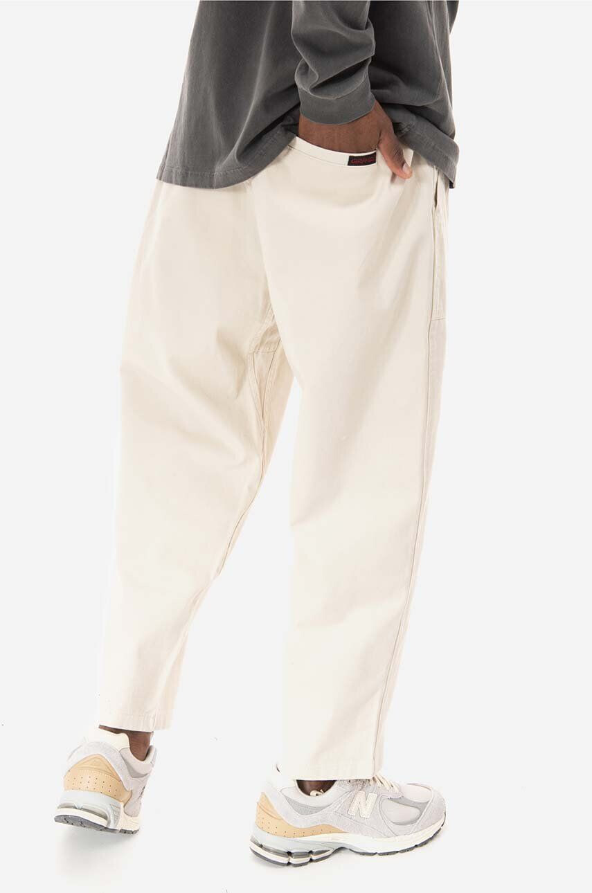 Gramicci Bavlnené nohavice Loose Tapered Pant G103.OGT-cream béžová farba široké stredne vysoký pás - Pepit.sk