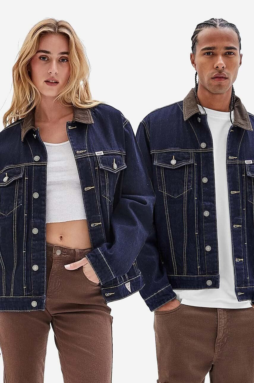 Guess Originals Bavlnená rifľová bunda Deer Denim M2BG71.D4DP2-GODR tmavomodrá farba prechodná - Pepit.sk