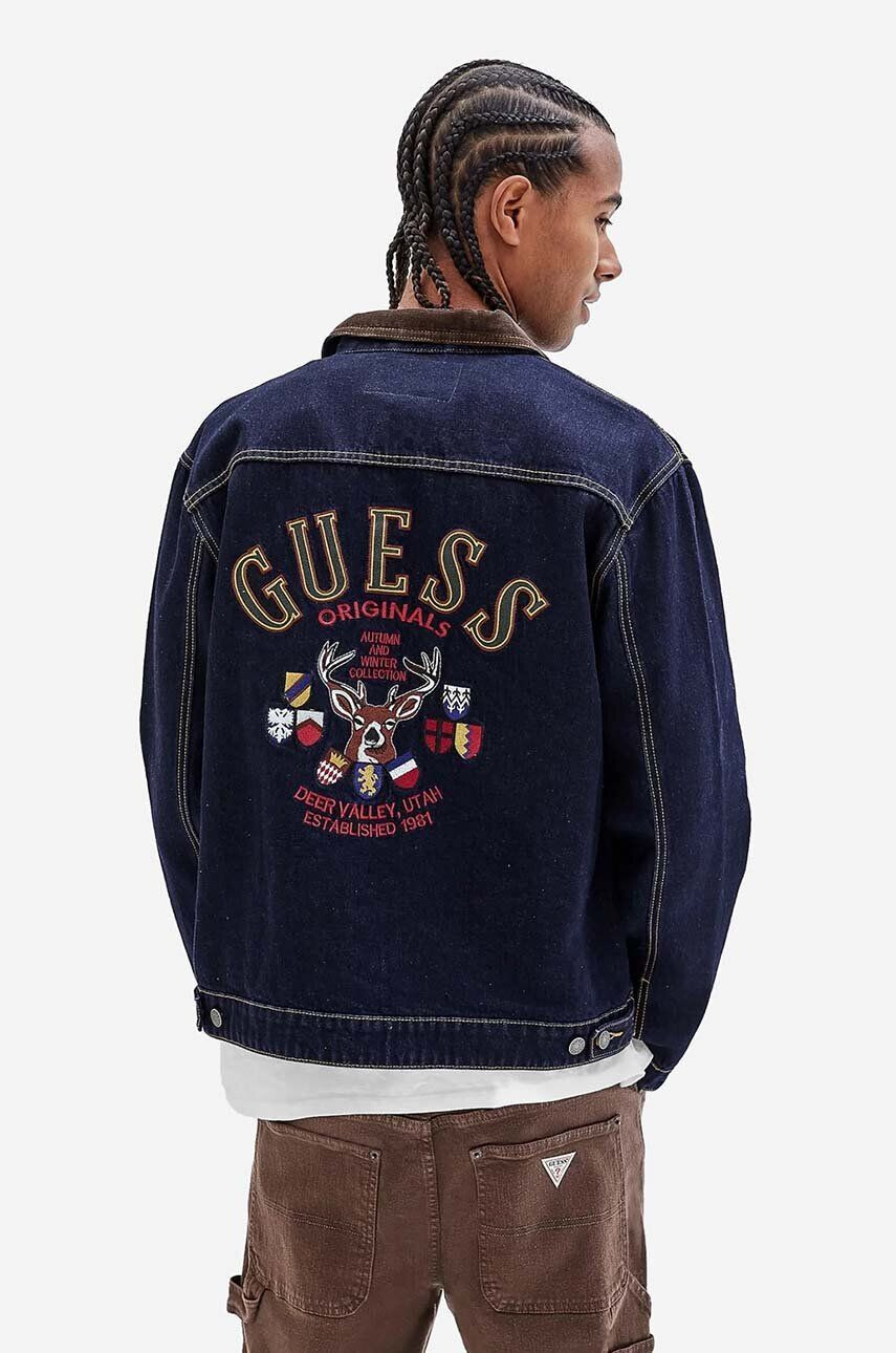 Guess Originals Bavlnená rifľová bunda Deer Denim M2BG71.D4DP2-GODR tmavomodrá farba prechodná - Pepit.sk