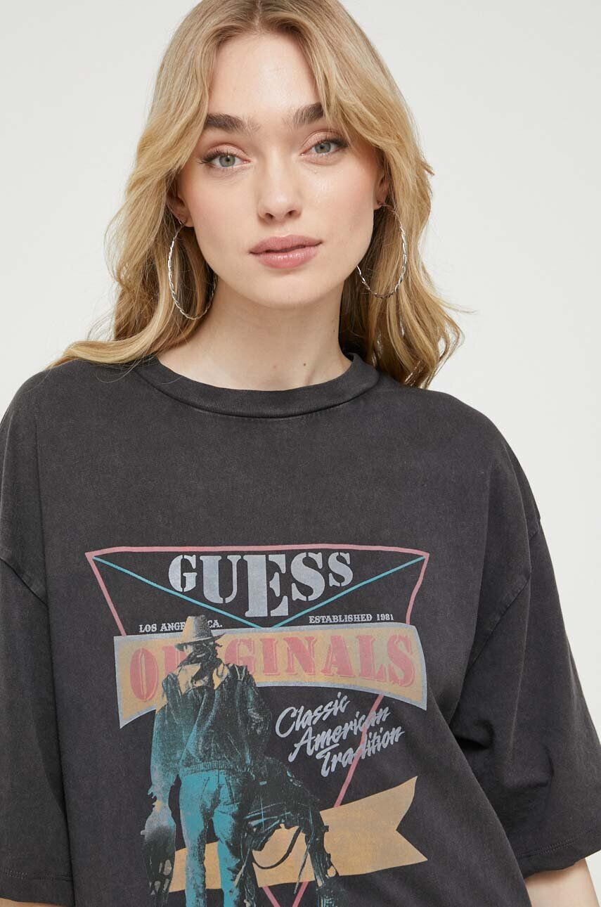 Guess Originals Bavlnené šaty šedá farba mini oversize - Pepit.sk