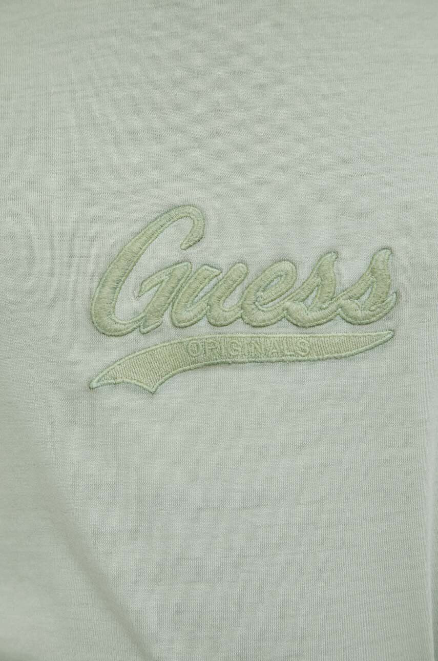 Guess Originals Bavlnené tričko zelená farba s nášivkou - Pepit.sk