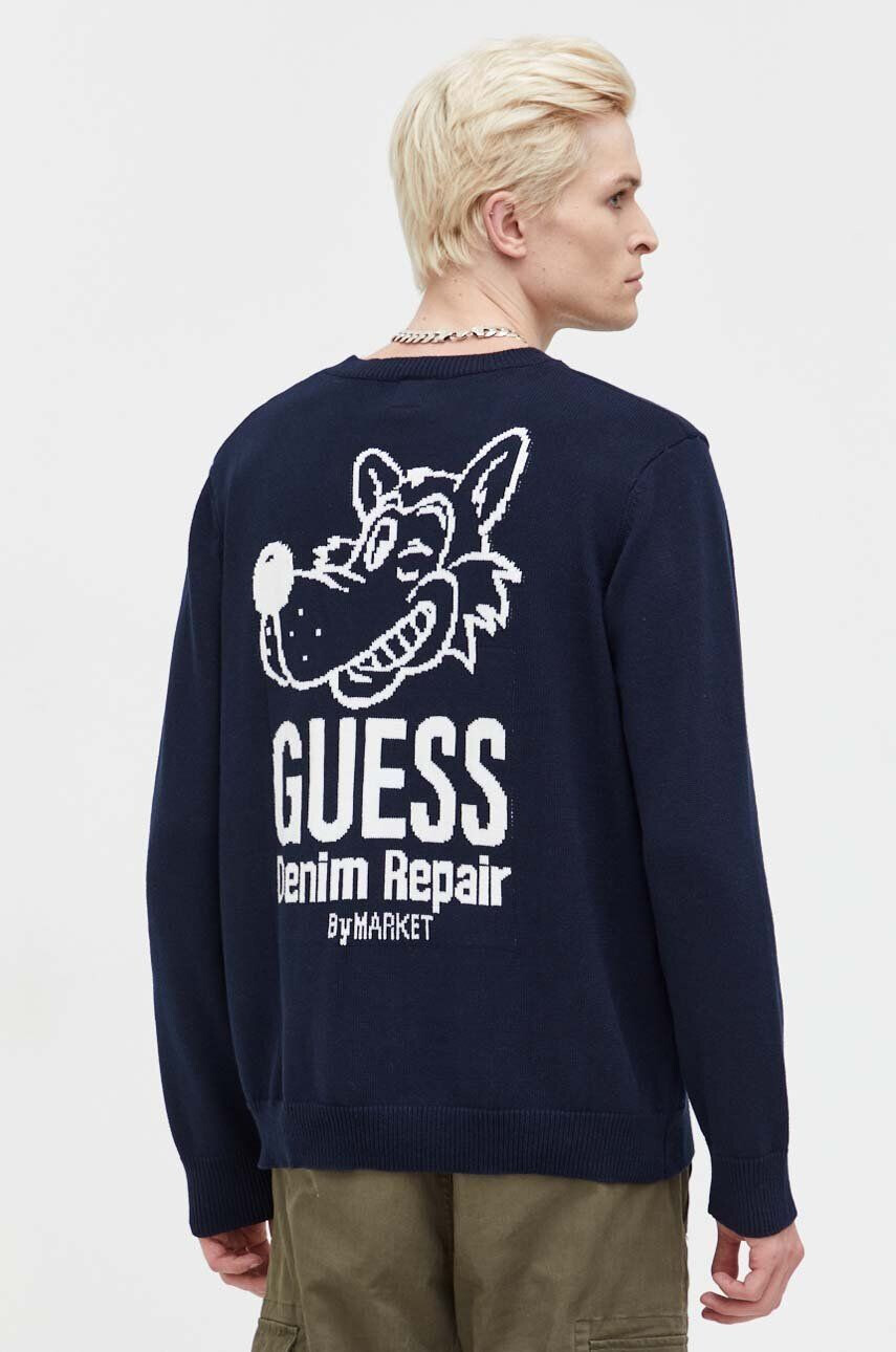 Guess Originals Bavlnený sveter tmavomodrá farba tenký - Pepit.sk