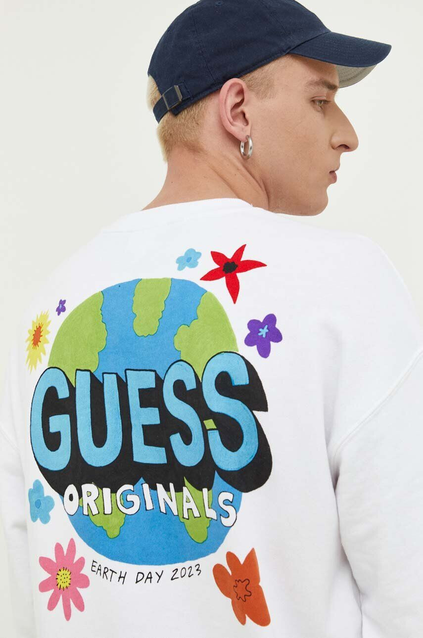 Guess Originals Mikina biela farba s potlačou - Pepit.sk