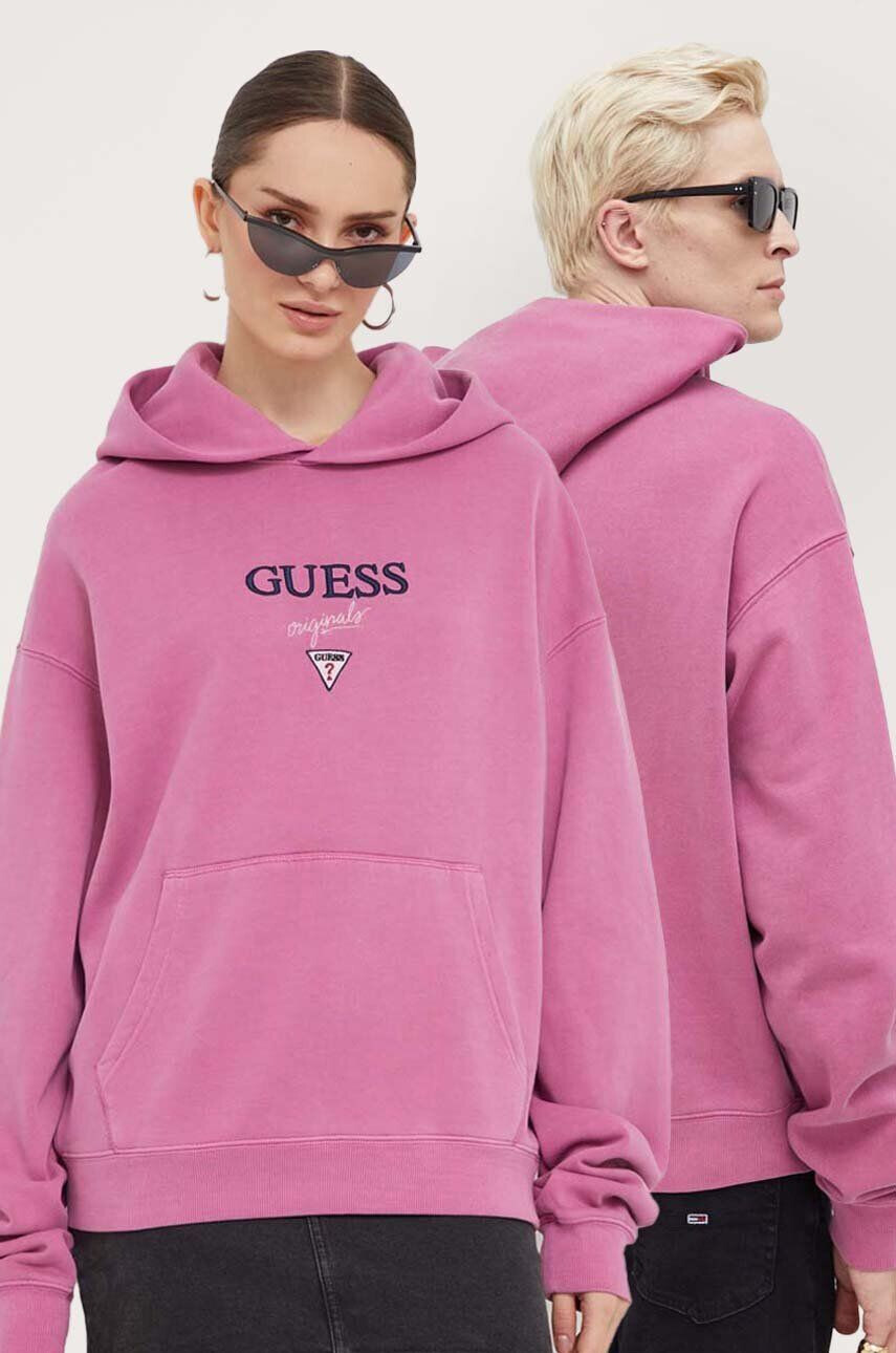 Guess Originals Mikina pánska žltá farba s nášivkou - Pepit.sk