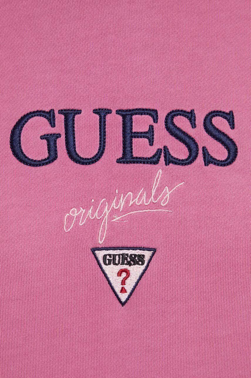 Guess Originals Mikina fialová farba s kapucňou s nášivkou - Pepit.sk