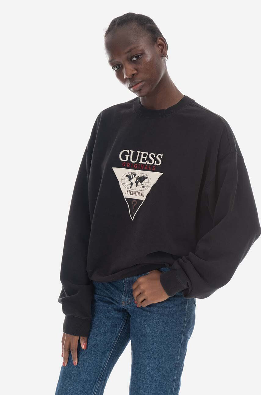 Guess Originals Mikina Go Ryan M2RQ28.KBJ31-F82G pánska čierna farba s nášivkou - Pepit.sk