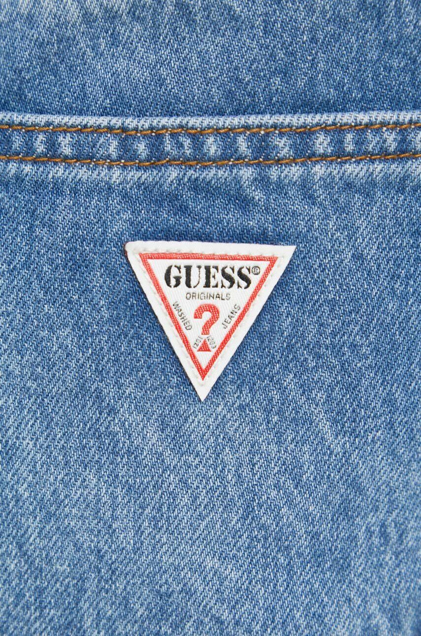 Guess Originals Rifľové krátke nohavice dámske jednofarebné vysoký pás - Pepit.sk