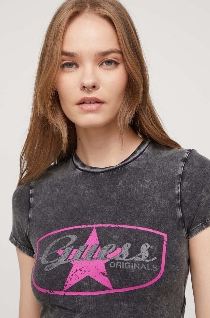 Guess Originals Tričko čierna farba s potlačou - Pepit.sk