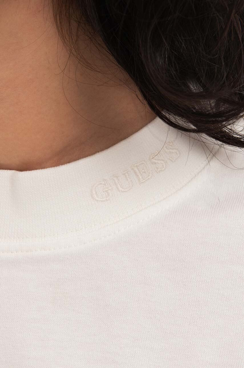 Guess U.S.A. Bavlnené tričko s dlhým rukávom Guess Long Sleeve Mockneck biela farba jednofarebné M2BP00KBB10 G046 - Pepit.sk