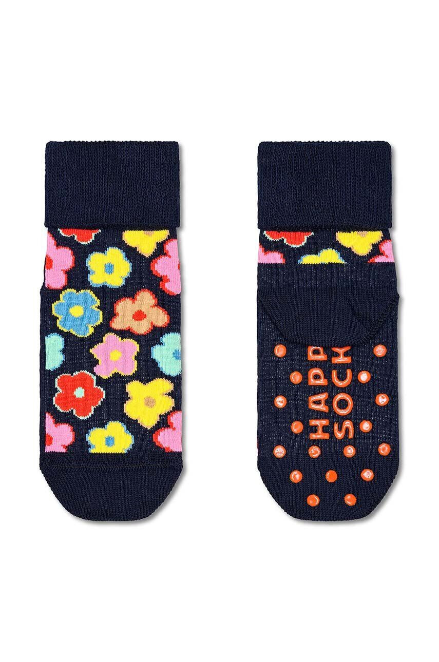 Happy Socks Detské ponožky Antislip Fox & Flower 2-pak tmavomodrá farba - Pepit.sk