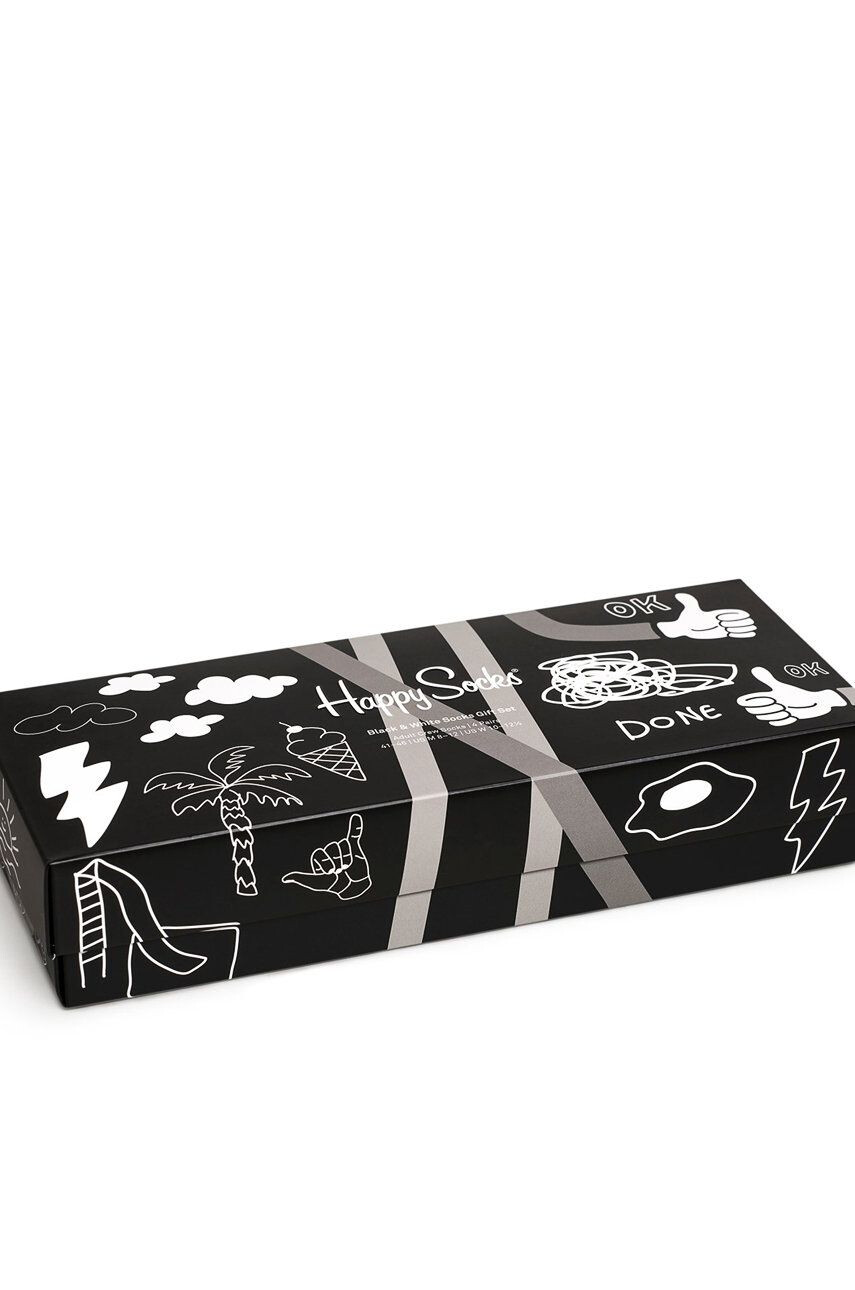 Happy Socks Ponožky Black And White (4-Pack) - Pepit.sk