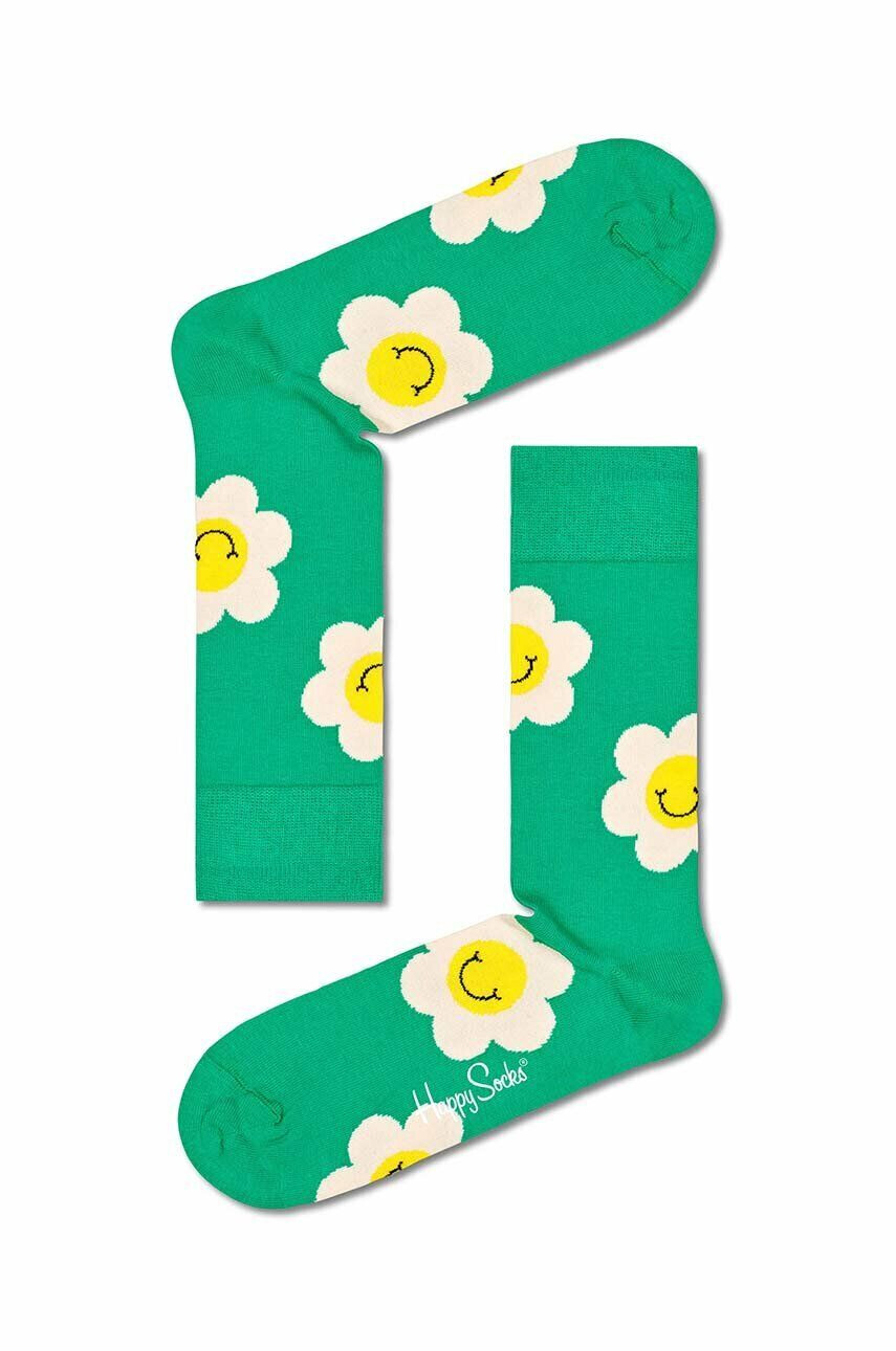 Happy Socks Ponožky Green Smiley Daisy zelená farba - Pepit.sk