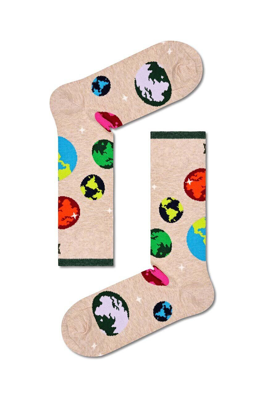 Happy Socks Ponožky Planet Earth Sock béžová farba - Pepit.sk