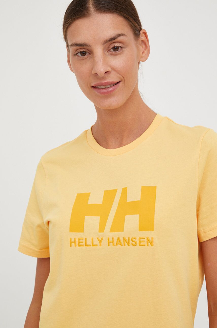 Helly Hansen Bavlnené tričko 53285-096 žltá farba s potlačou - Pepit.sk