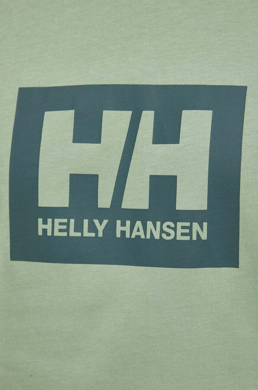 Helly Hansen Bavlnené tričko zelená farba s potlačou - Pepit.sk