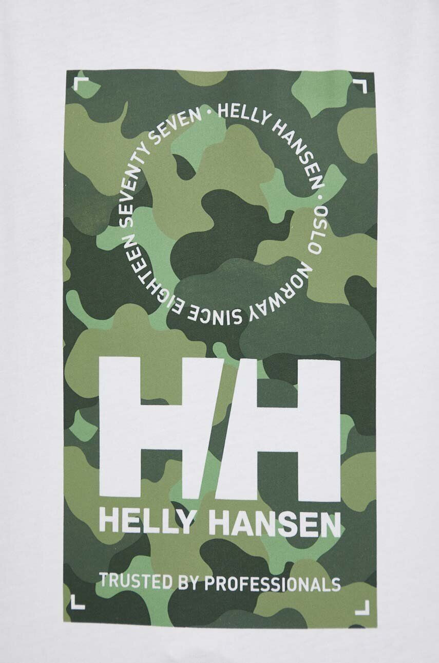 Helly Hansen Bavlnené tričko biela farba s potlačou - Pepit.sk