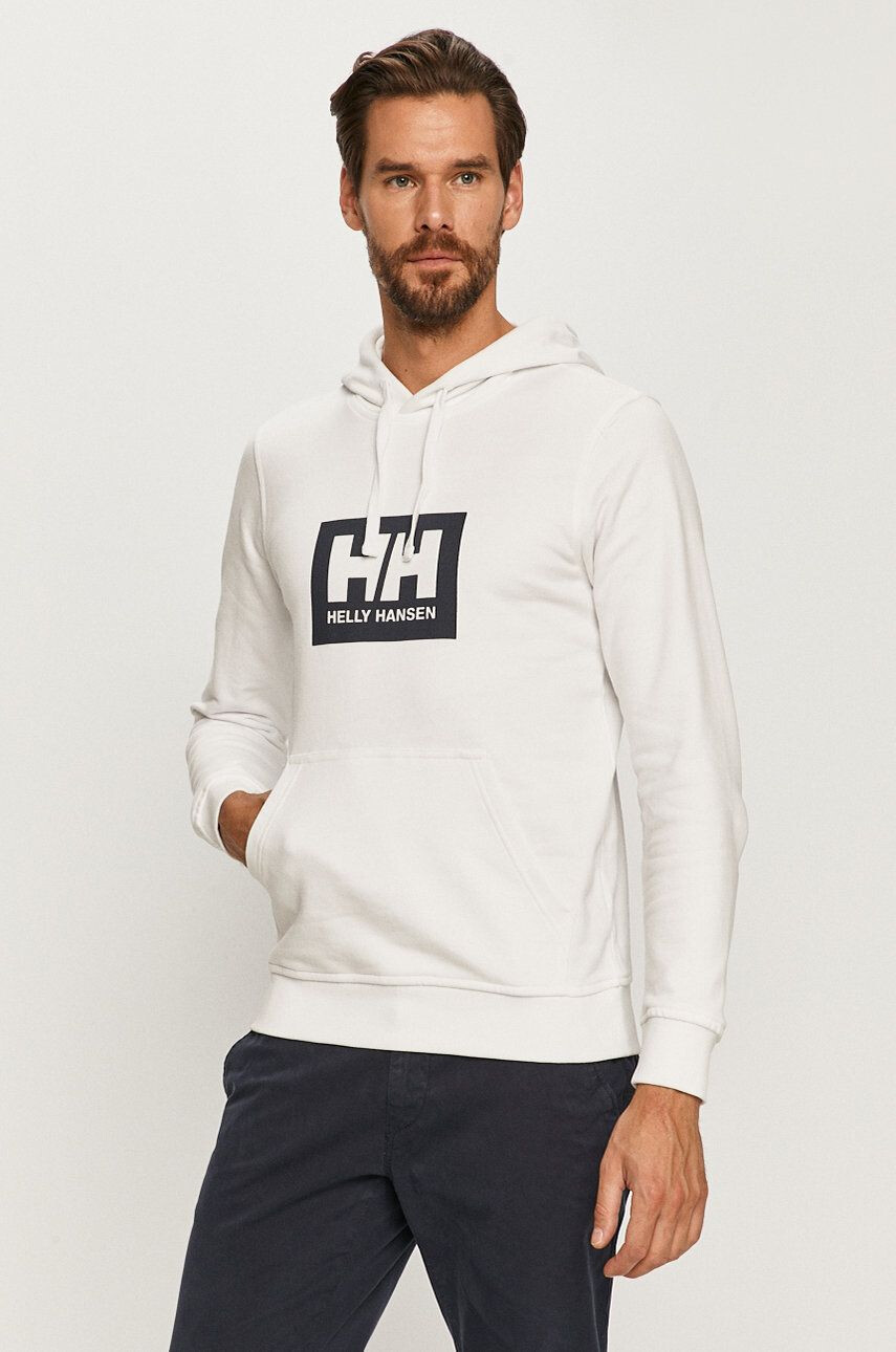 Helly Hansen Bavlnená mikina 53289-597 biela farba s potlačou - Pepit.sk