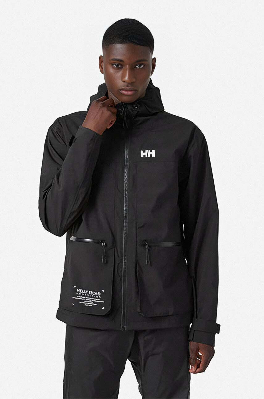 Helly Hansen Nepremokavá bunda Move Hooded Rain Jacket 53757-823 pánska čierna farba prechodná - Pepit.sk