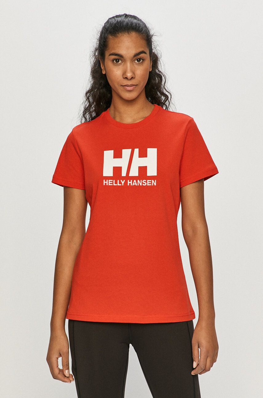 Helly Hansen Bavlnené tričko červená farba - Pepit.sk