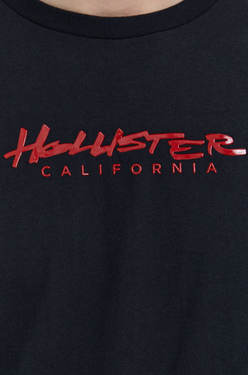 Hollister Co. Bavlnené tričko čierna farba s potlačou - Pepit.sk