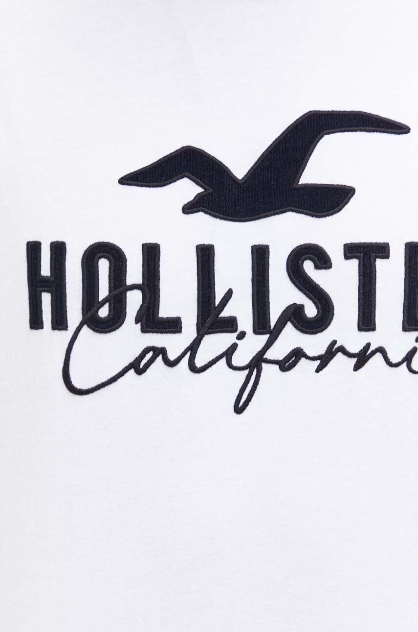 Hollister Co. Bavlnené tričko pánsky biela farba s nášivkou - Pepit.sk