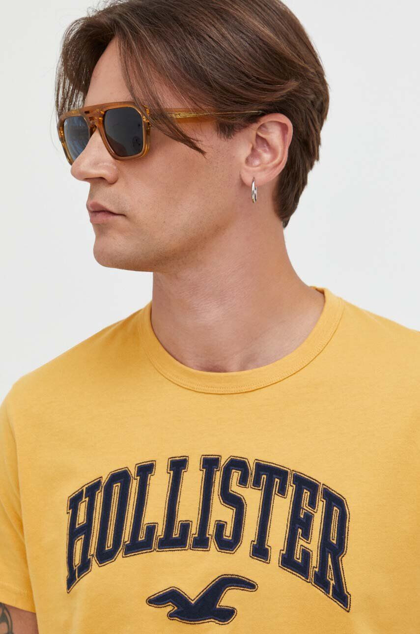 Hollister Co. Bavlnené tričko pánsky čierna farba jednofarebný - Pepit.sk