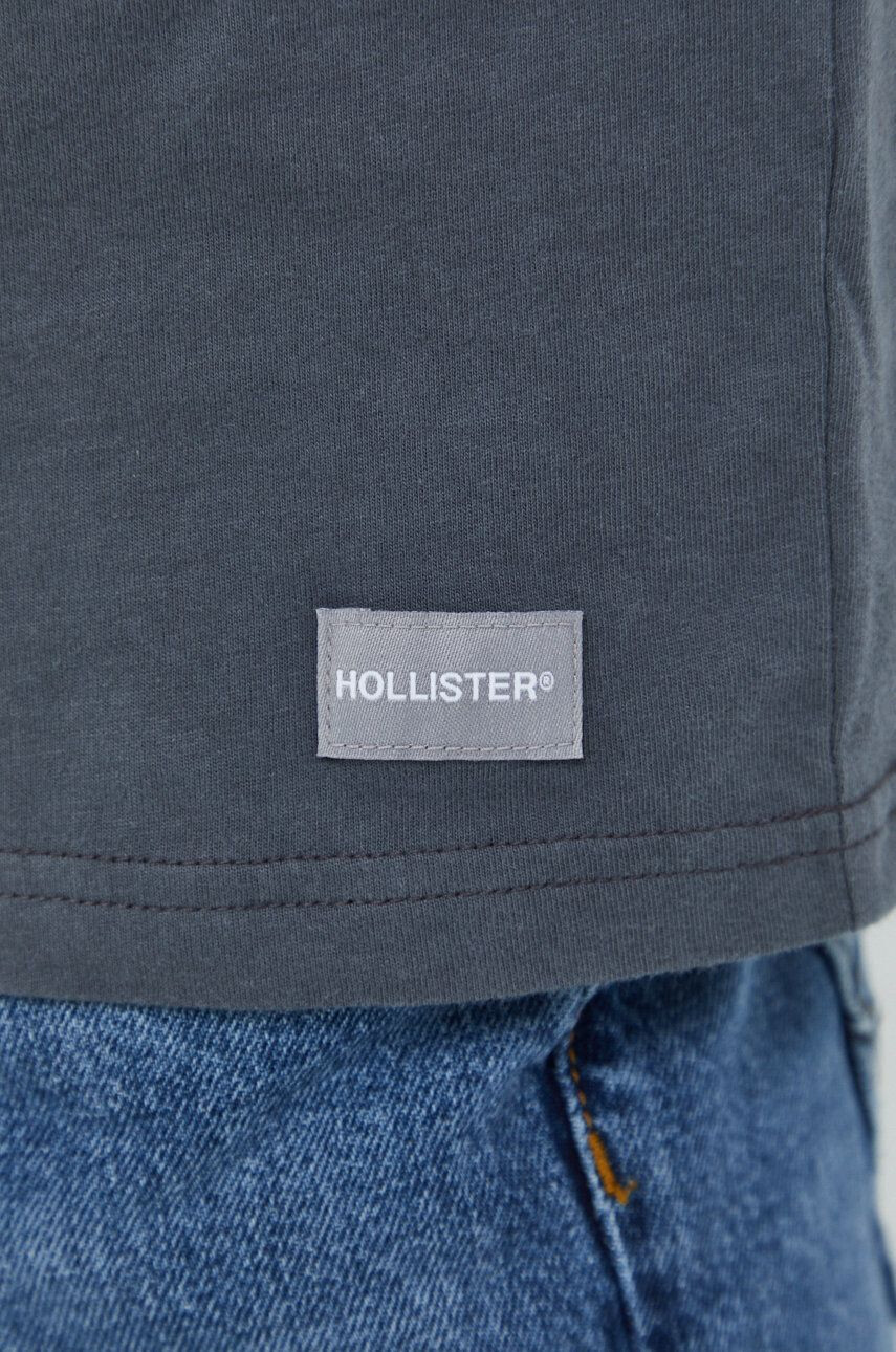 Hollister Co. Bavlnené tričko šedá farba jednofarebný - Pepit.sk