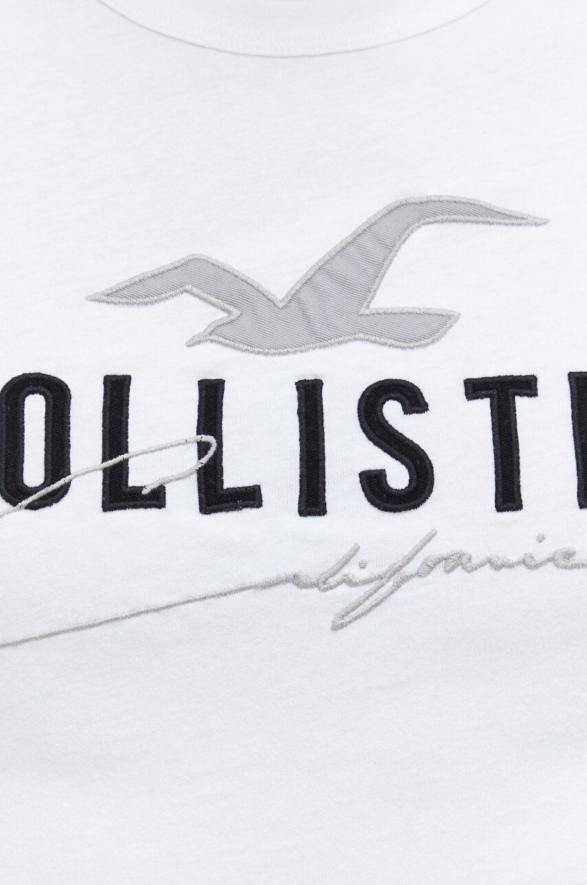 Hollister Co. Bavlnené tričko biela farba s nášivkou - Pepit.sk