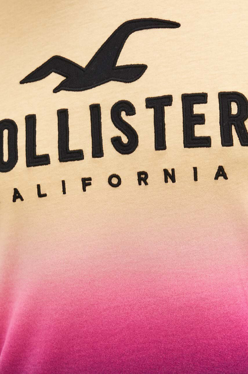 Hollister Co. Bavlnené tričko žltá farba vzorované - Pepit.sk