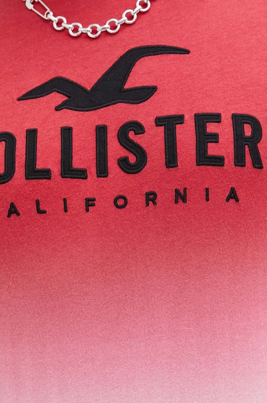 Hollister Co. Bavlnené tričko červená farba vzorované - Pepit.sk