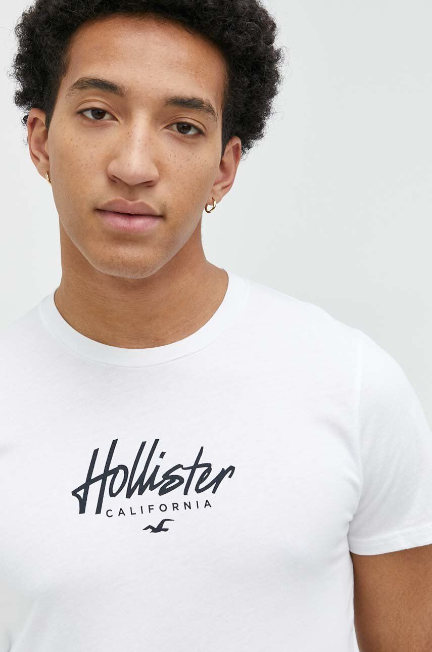 Hollister Co. Bavlnené tričko tmavomodrá farba vzorované - Pepit.sk