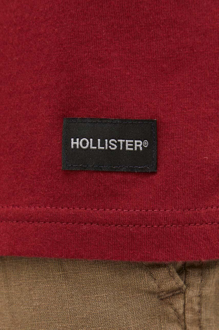 Hollister Co. Bavlnené tričko bordová farba jednofarebné - Pepit.sk