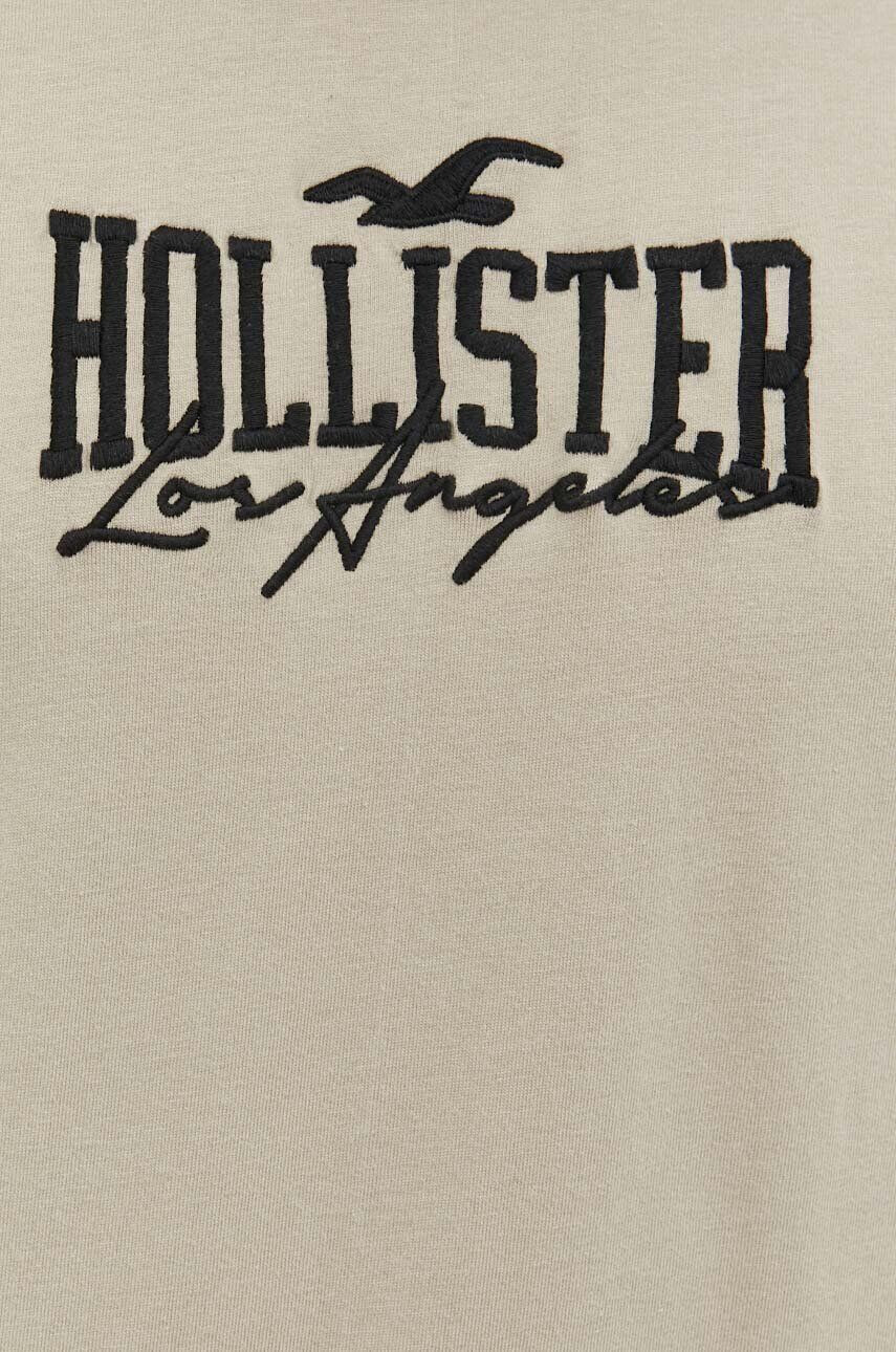 Hollister Co. Bavlnené tričko béžová farba s nášivkou - Pepit.sk