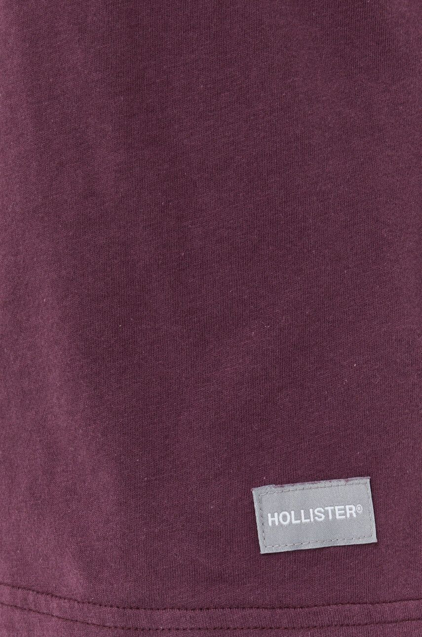 Hollister Co. Bavlnené tričko fialová farba jednofarebné - Pepit.sk